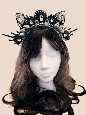 TABITHA Handmade Meowmaid Mermaid Black Cat Kitty Ear Crown